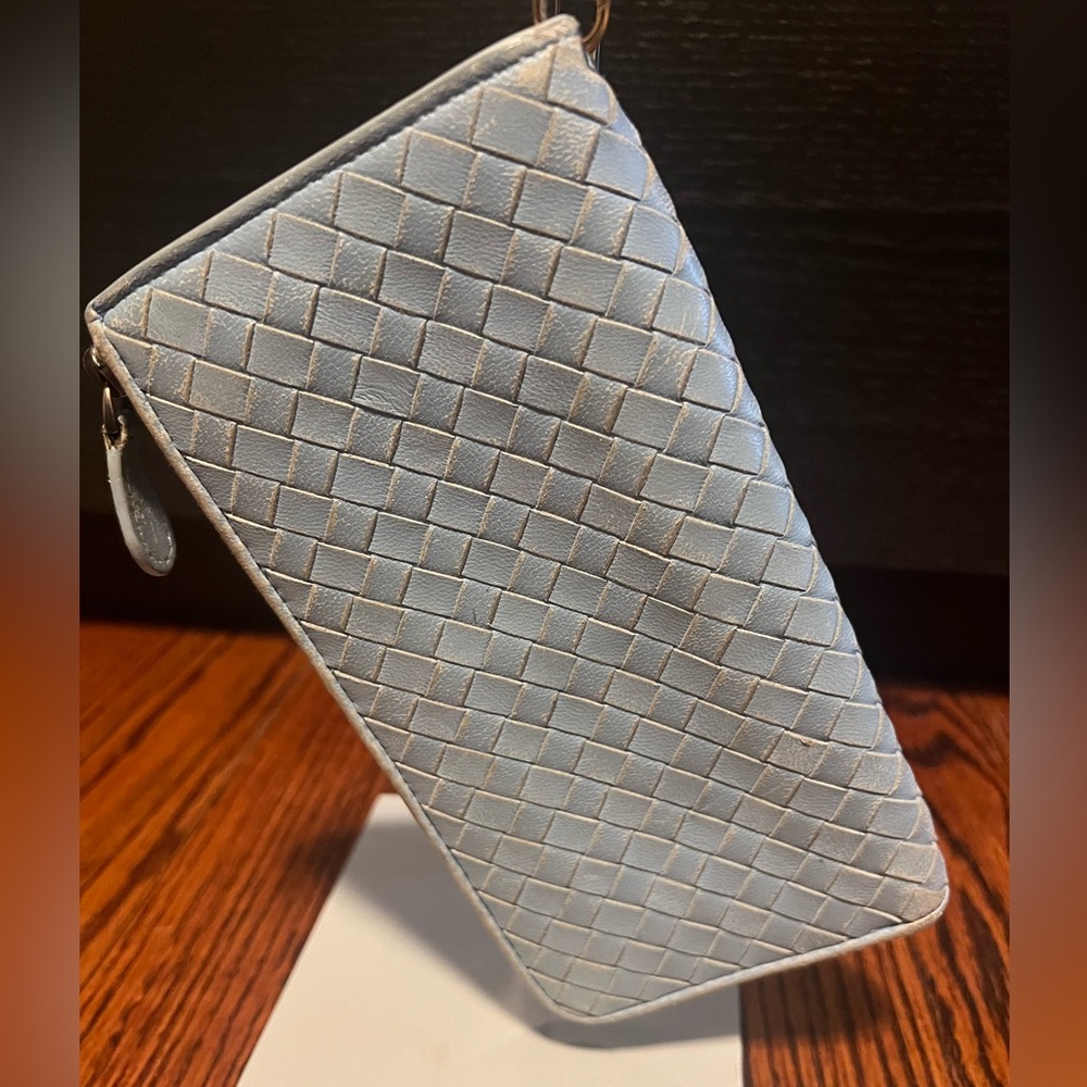 Light Blue Bottega Veneta Wallet Wristlet